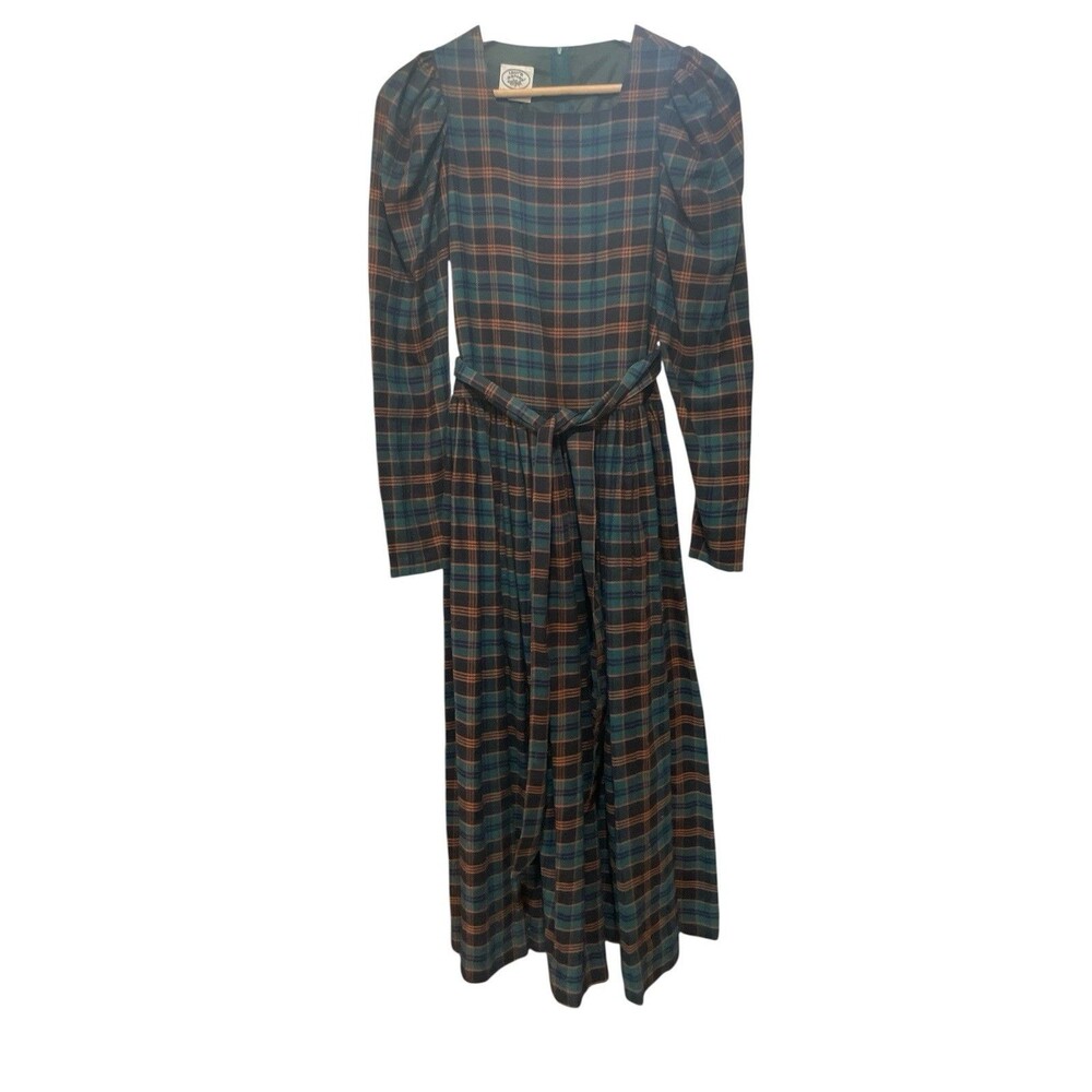 Vintage Laura Ashley Tartan Dress Size 6 Belted VGC Made in Great Britain